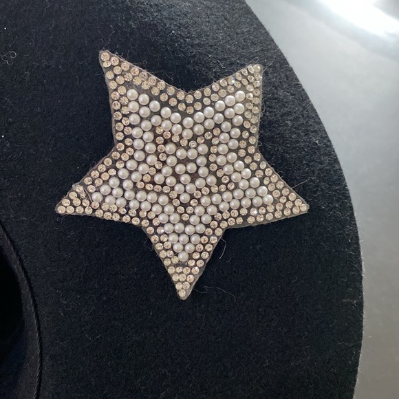 NWT WYETH Anthropologie Black Rhinestone star cowboy hat size o/s - Picture 6 of 7